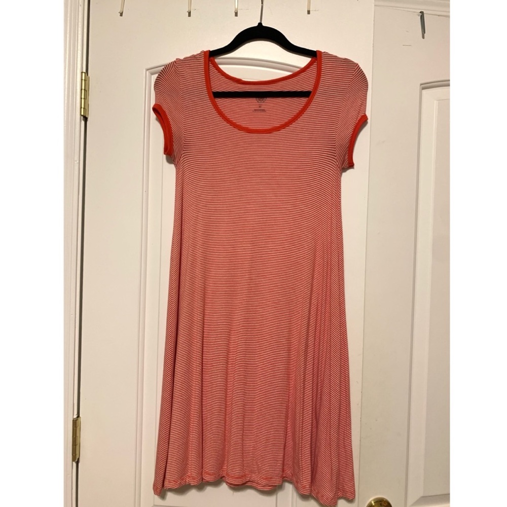 Red and White Striped T-Shirt Dress